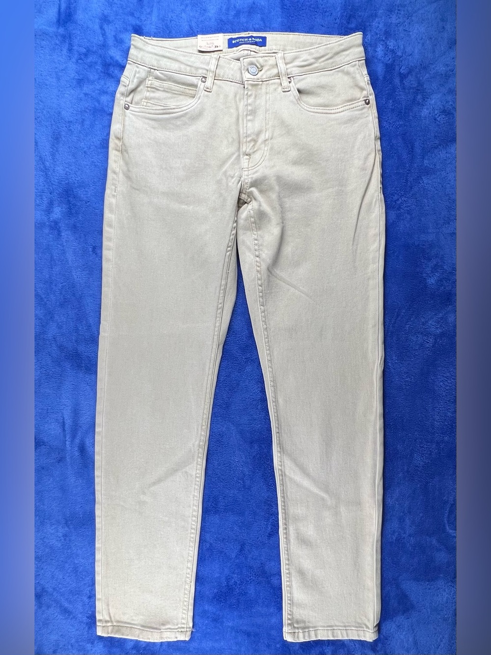 Scotch Soda Mens 34x30 Five Pocket Pant Dobby Color Straight Fit Cappuchino